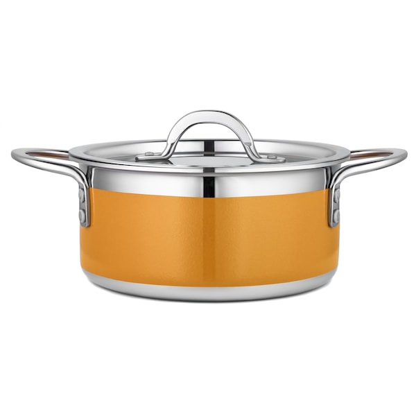 Bon Chef Country French 2 Pot W/Cover 7-3/4 Dia X 3-1/2H 2 Qt 9 Oz - Orange 71300-CF2-O - main